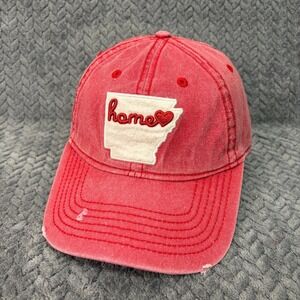 Home Free Arkansas Home Heart OSFM Red Distressed Adjustable Baseball Hat